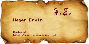 Heger Ervin névjegykártya